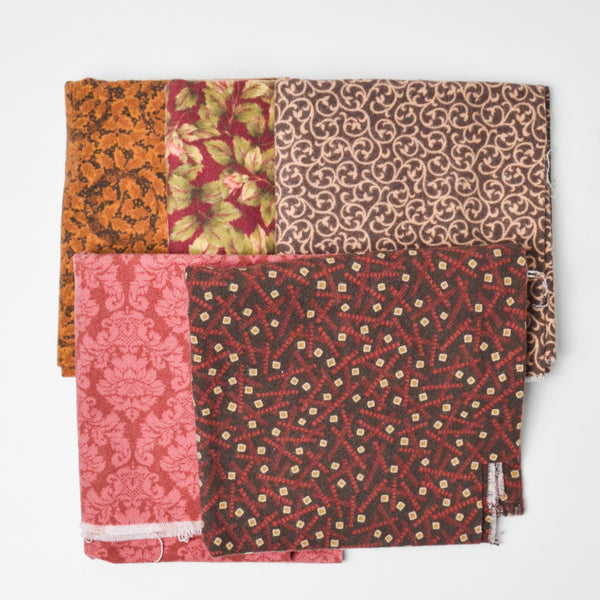 Burgundy + Earth Tones Flannel Fabric Bundle