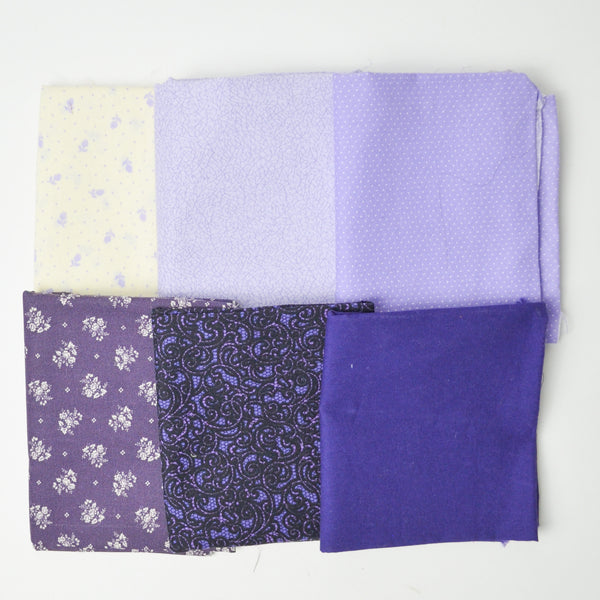 Purple + Off-White Quilting Weight Woven Fabric Bundle