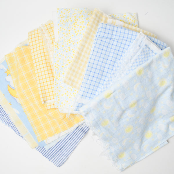 Pastel Blue + Yellow Flannel Fabric Bundle