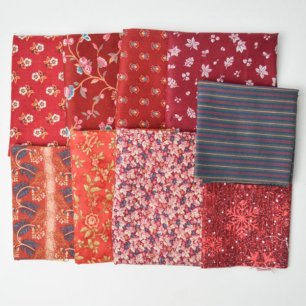 Dark Red Quilting Weight Woven Fabric Bundle