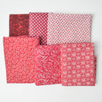 Red + White Tiny Print Quilting Weight Woven Fabric Bundle