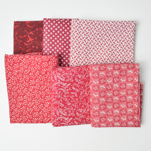 Red + White Tiny Print Quilting Weight Woven Fabric Bundle