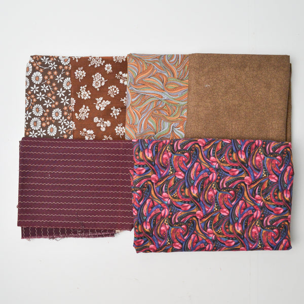 Purple + Brown Quilting Weight Woven Fabric Bundle