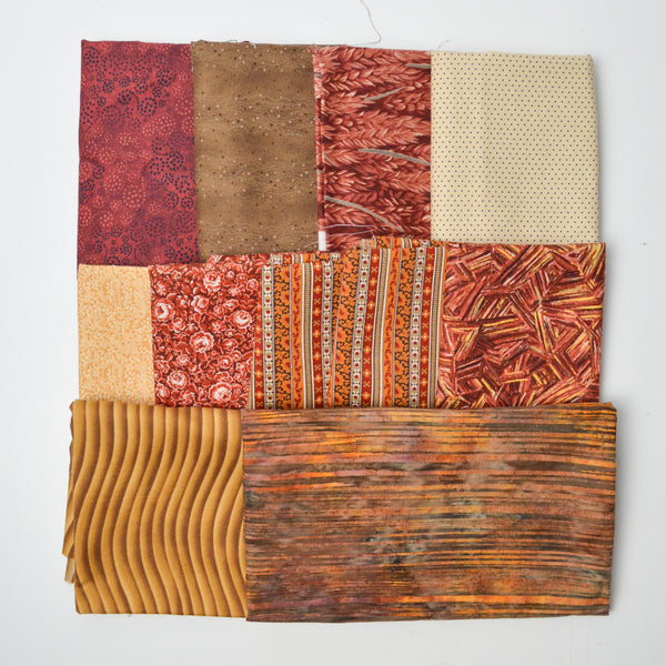 Red + Brown Quilting Weight Woven Fabric Bundle
