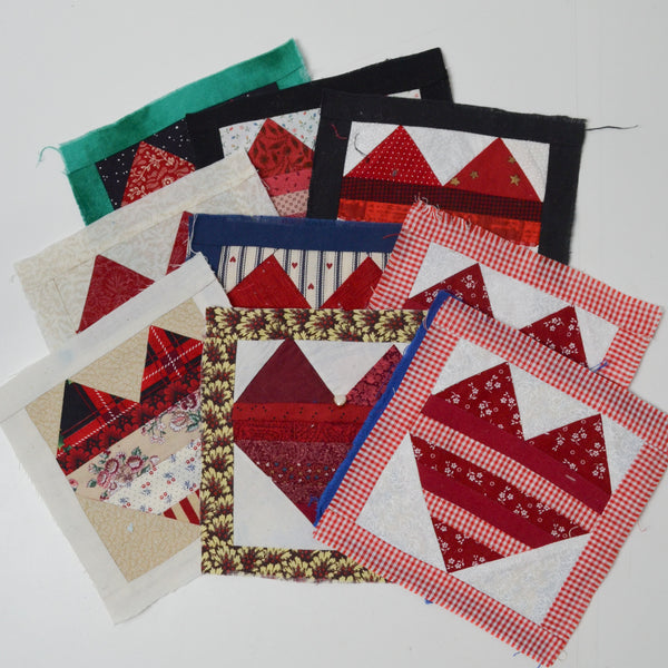Holiday Hearts Pieced Quilt Blocks - 9 Blocks