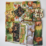 Brown + Green Animal + Nature Print Woven Fabric Bundle