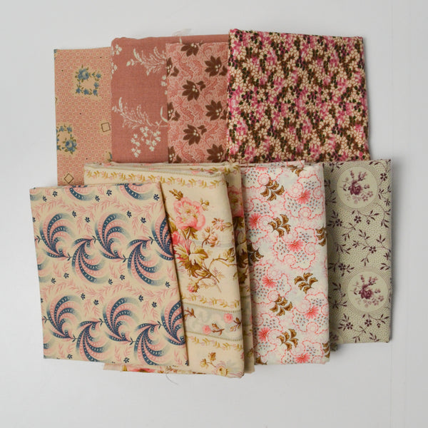 Dusty Pink + Off White Floral Print Woven Fabric Bundle