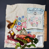 Elsa Williams Flower Basket Crewel Embroidery Picture or Pillow Kit - Started
