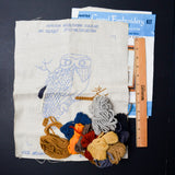 Owl Picture Vintage Hiawatha Erica Wilson Crewel Embroidery Kit