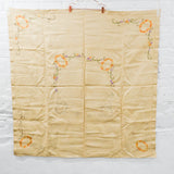 Beige Floral Wreath Embroidered Tablecloth Kit - Partially Worked