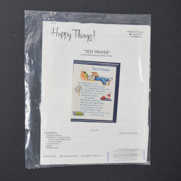 Happy Things Test Prayer Counted Cross Stitch Kit