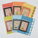 Lizzie Kate Green Flip-It Cross Stitch Patterns with Button Embellishment - Set of 6
