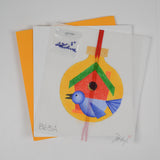 Birdhouse Ornament Stamped Needlepoint Canvas