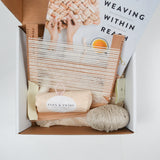 Flax & Twine Weaving Patterns Linen Coasters Kit with Loom and Book