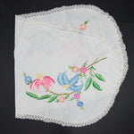 Floral Embroidered Linen with Lace Edge
