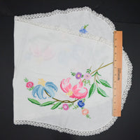 Floral Embroidered Linen with Lace Edge