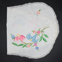 Floral Embroidered Linen with Lace Edge