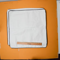 White Pillow Covers with Invisible Zipper + Black Piping Border, 19" x 19" - Set of 2