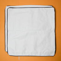 White Pillow Covers with Invisible Zipper + Black Piping Border, 19" x 19" - Set of 2