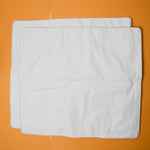 White Pillow Covers with Invisible Zipper + Beige Piping Border, 19" x 19" - Set of 2