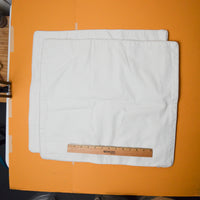 White Pillow Covers with Invisible Zipper + Beige Piping Border, 19" x 19" - Set of 2