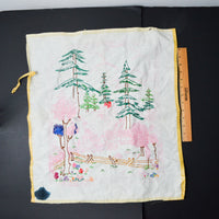 Landscape Linen Stamped for Embroidery, Partially Worked - 19" x 22"