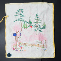 Landscape Linen Stamped for Embroidery, Partially Worked - 19" x 22"