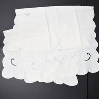 White + Light Blue Embroidery Cutwork Runner - 15" x 40"