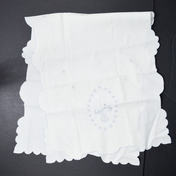 White Eyelet Lace Embroidered Basket Runner - 14" x 32"