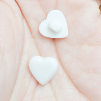 White Heart-Shaped Plastic Self Shank Buttons - Set of 2