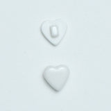 White Heart-Shaped Plastic Self Shank Buttons - Set of 2