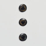 Black Glass + Gold Carved Triangle Shank Buttons - Set of 3
