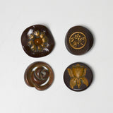 Vintage Floral Metal + Bakelite Shank Buttons - Set of 4