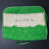 "LINDA" Green Quilted Cross Stitch + Needlework Project Case