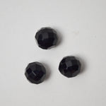 Black Faceted Glass Buttons - Set of 3