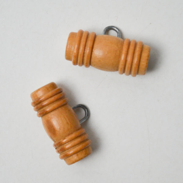Wooden Barrel Buttons with Metal Shank - St of 2