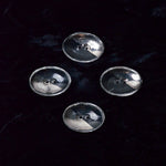 Convex Oval Mirrored Glass Buttons - Set of 4