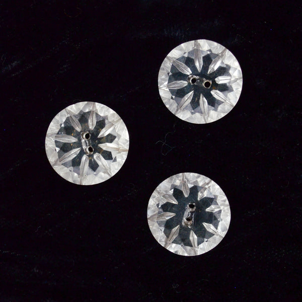 Geometric Carved Glass Buttons - Set of 3