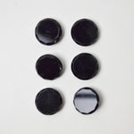 Black Flat Glass Buttons with Faceted Edge - Set of 6