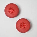 Red Molded Buttons with Metal Shank - Set of 2