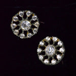 Silver Tone Metal + Jeweled Buttons - Set of 2