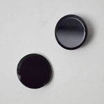 Black Glass Buttons with Thin Faceted Edge - Set of 2