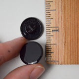 Black Glass Buttons with Thin Faceted Edge - Set of 2