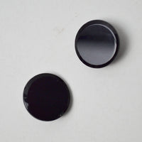 Black Glass Buttons with Thin Faceted Edge - Set of 2