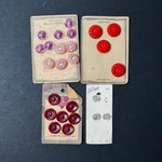 Vintage Red, Purple + White Button Card Bundle