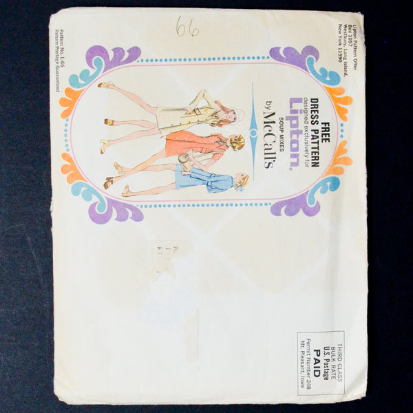 McCall's Sewing Pattern Designed Exclusively for Lipton Soup Mixes, L-66 Coat Dress Sewing Pattern - Size 12