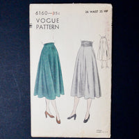 Vogue Pattern 6160 Skirt Sewing Pattern - 26" Waist, 35" Hip