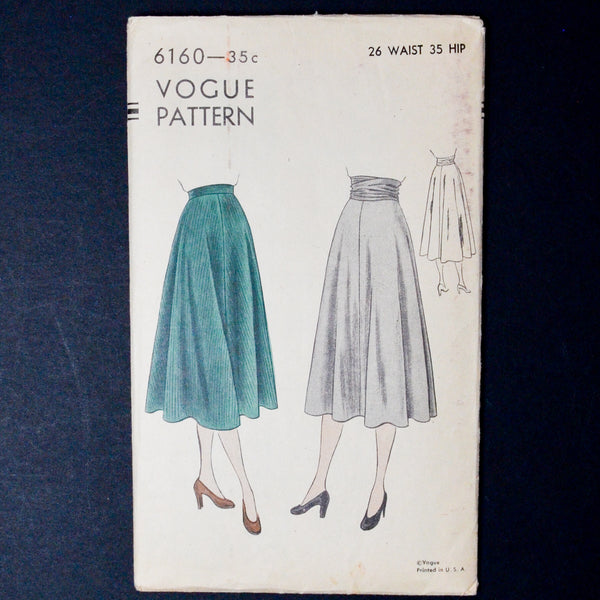 Vogue Pattern 6160 Skirt Sewing Pattern - 26" Waist, 35" Hip