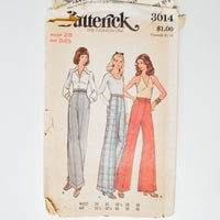 Butterick 3014 Pants Sewing Pattern - Waist 25", Hip 34 1/2"