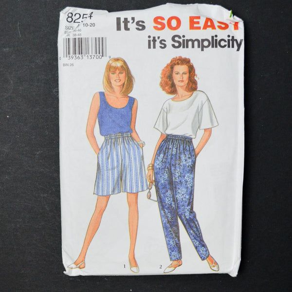 Simplicity 8254 Top, Shorts + Pants Sewing Pattern - Size A (10-20)